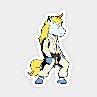 Cartoon unicorn doing judo Magnet