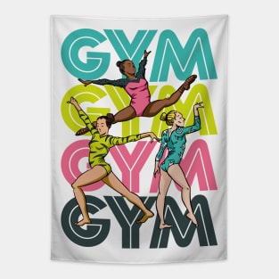 Retro GYM Gymnastics Girl Cartoon Gymnast Tapestry