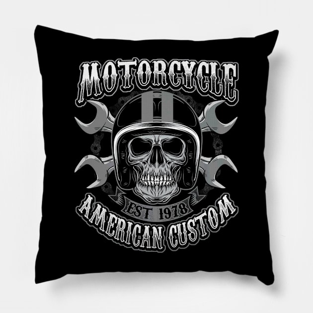 Skull Biker American Custom Pillow by Feliz ZombiePunk