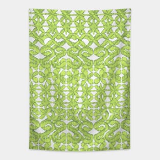 Ikat Lace in Lime Green on Grey Tapestry