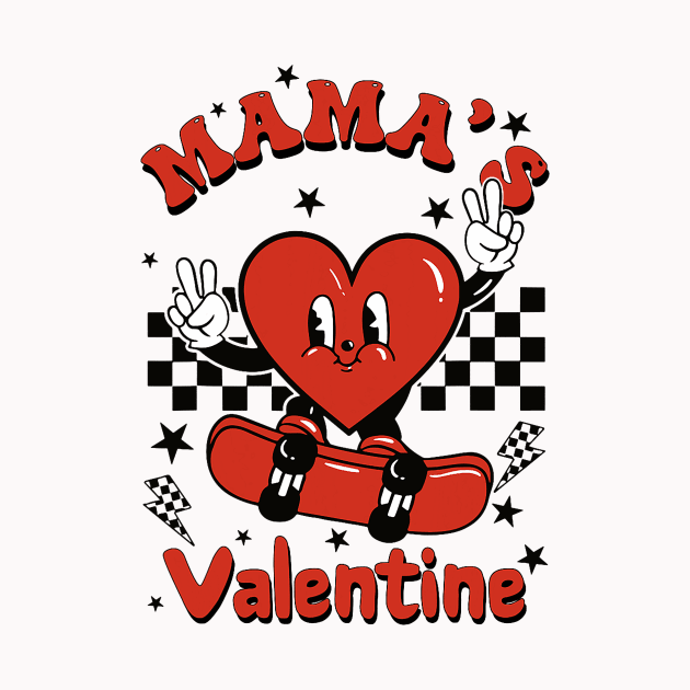 Retro Groovy Mama_s Valentine Cute Heart Boys Girls Kids by Neldy