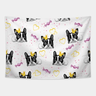 french bulldog and candies Tapestry