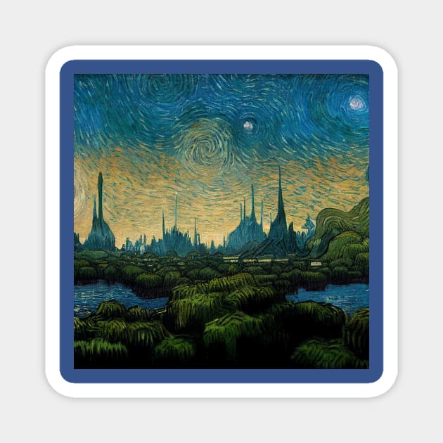 Starry Night in Kashyyyk Magnet by Grassroots Green