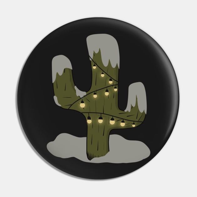 Xmas Lights Cactus Tree Pin by WalkSimplyArt
