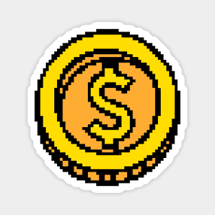 Gold Coin Pixel Art Magnet