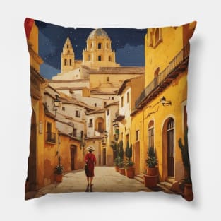 Cordoba Spain Starry Night Travel Tourism Retro Vintage Pillow