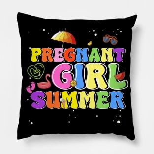 Pregnant Girl Summer Beach Pregnancy Announcement Gift for men women Pillow