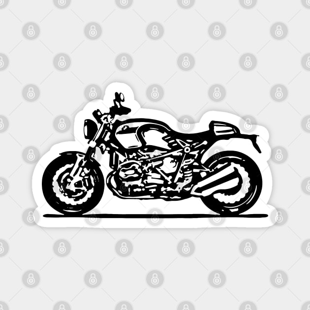 R Nine T Cafe Racer Sketch Art Magnet by DemangDesign