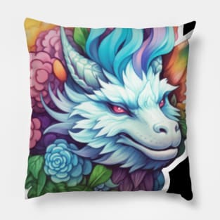 White Floral Dragon Pillow