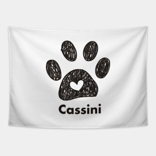 Cassini name made of hand drawn paw prints Tapestry