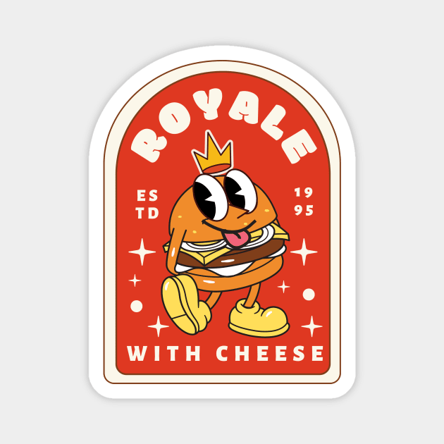 Royale With Cheese Retro Cartoon Burger Pulp Fiction Magnet by maikamess