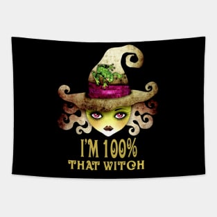 IM 100% THAT WITCH HALLOWEEN COSTUME BLACK WITCH GRAPHIC Tapestry