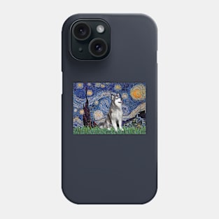 Starry Night Adapted to Include an Alaskan Malamute Phone Case