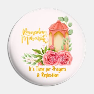 RAMADAN MUBARAK, A time for prayers and reflections. Lantern and roses design. Pin