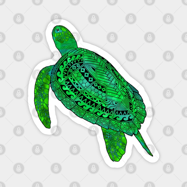 Tribal Green Sea Turtle Magnet by macdonaldcreativestudios