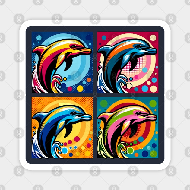 Pop Dolphin Art - Trendy Marine Life Magnet by PawPopArt