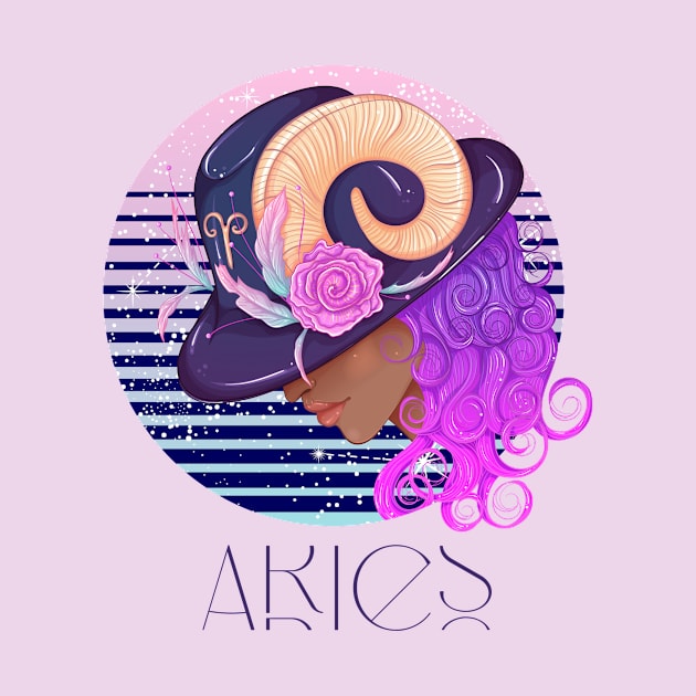 Aries Zodiac Sign | Circle Beautiful Girl by Violete Designs