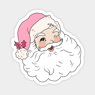 Retro Vintage Pink Santa Claus Magnet