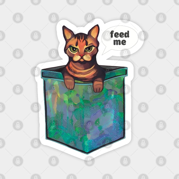 Grumpy bengal cat Feed me Magnet by Meakm