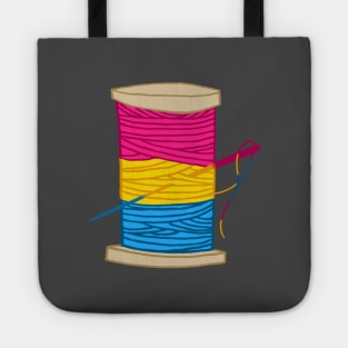 Thread Spool of Pansexual Pride Flag Japanese Ocean Wave Knitting Sewing Lady Tote