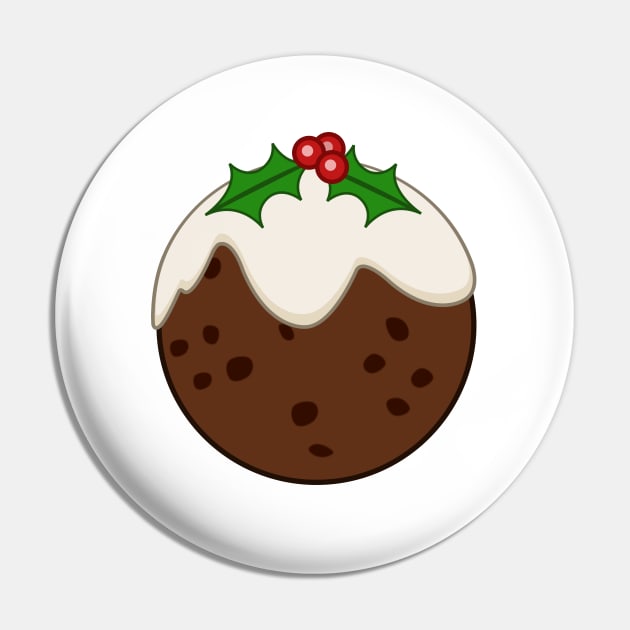 Christmas Pudding+Holly Illustration Pin by NataliePaskell