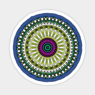 Floral Like Circle Pattern Blue Yellow Magnet
