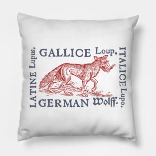 Medieval Wolf with Translations from year 1560 Pillow