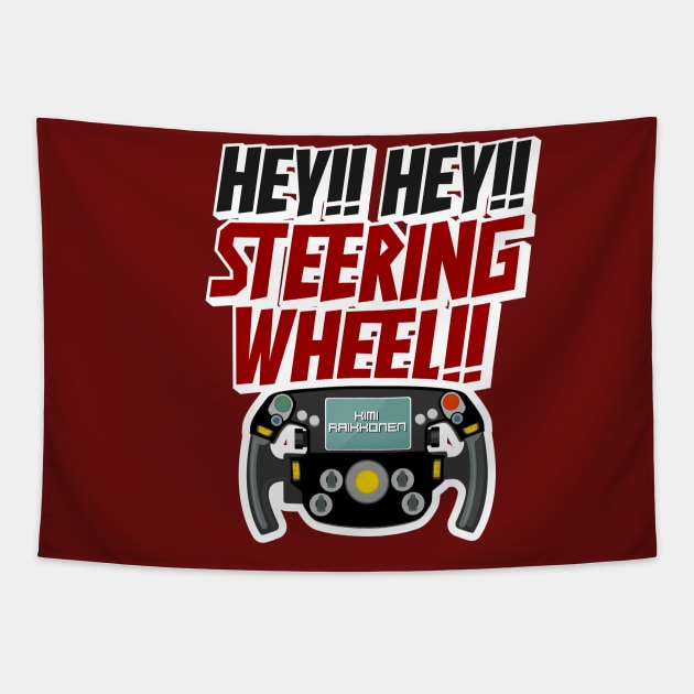 Kimi Raikkonen - Steering Wheel Tapestry by jaybeetee