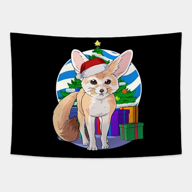 Fennec Fox Santa Xmas Christmas Tree Tapestry by Noseking