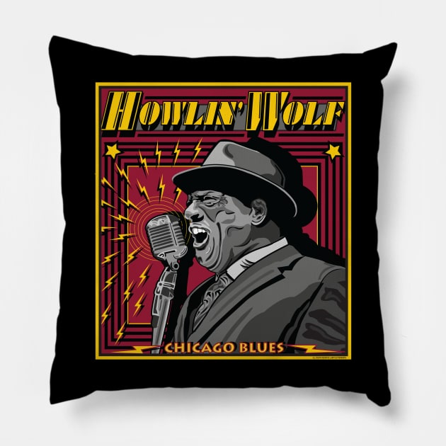 HOWLIN WOLF CHICAGO BLUES SINGER GUITARIST Pillow by Larry Butterworth