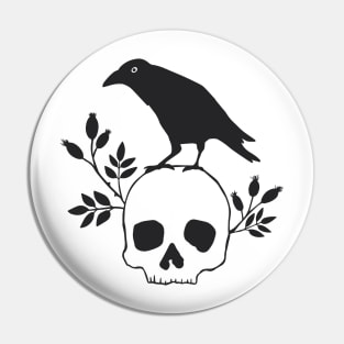 Black Bird on a Skull Pin