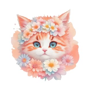 Vivid Kitten Dreams: Ragamuffin's Floral Wonderland T-Shirt