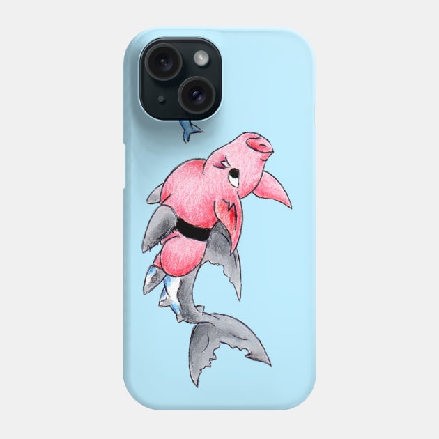 Megalodon Piggy Phone Case by KristenOKeefeArt