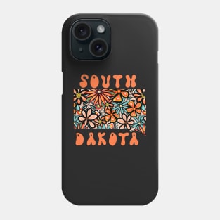 South Dakota State Design | Artist Designed Illustration Featuring South Dakota State Filled With Retro Flowers with Retro Hand-Lettering Phone Case