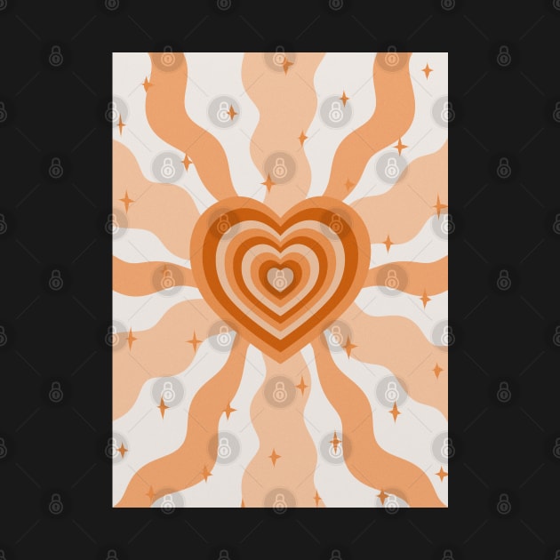 Retro Heart Waves - Orange by Velvet Earth