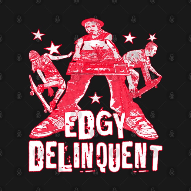 Edgy Delinquent - Rebellious Punk Rock Sk8er Tee (no more listening to my parents) by blueversion