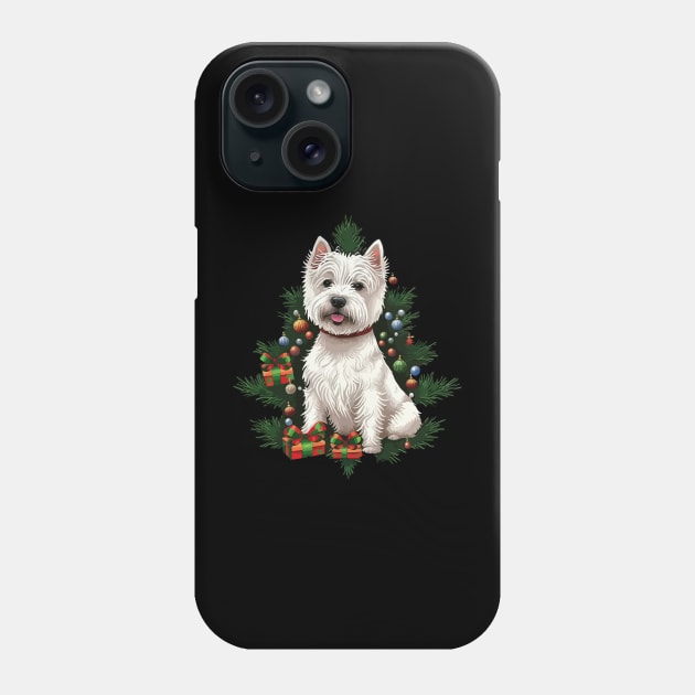 Westie Christmas tree Phone Case by vectrus