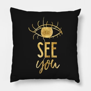 Kintsugi Eye Black #eye #black #gold #art #decor #buyart #japanese #gold #white #kirovair #design #golddecor Pillow