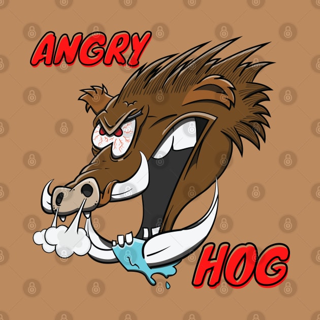 "Angry Hog" Wild Hog Cartoon Boar Funny Animal Pig Head by Dad n Son Designs