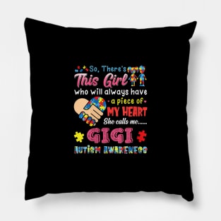 womens res this girl she calls me gigi autism awareness Pillow