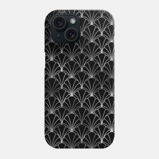 Scallop Shells in Black and Silver Art Deco Vintage Foil Pattern Phone Case