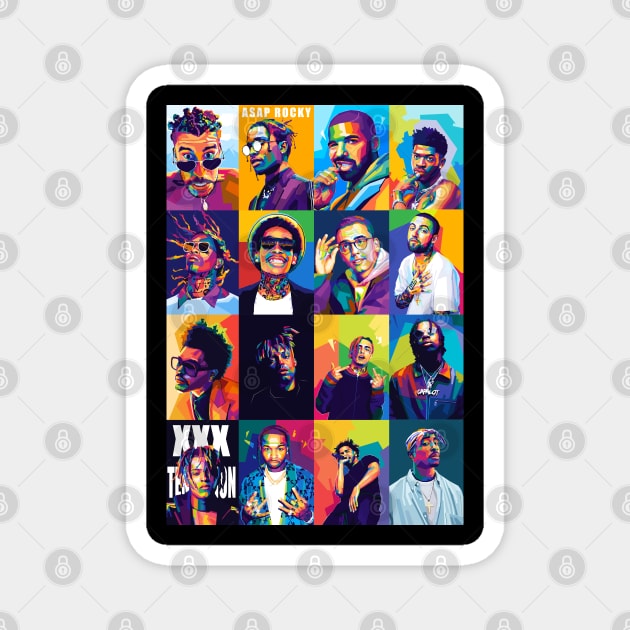 Rappers Collection Wpap Pop Art Magnet by SiksisArt