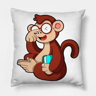 Monkey with Glasses & Book Pillow