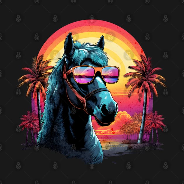 Retro Wave American Horse by Miami Neon Designs