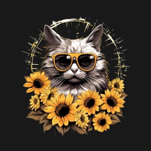 Cat and Sunflowers T-Shirt