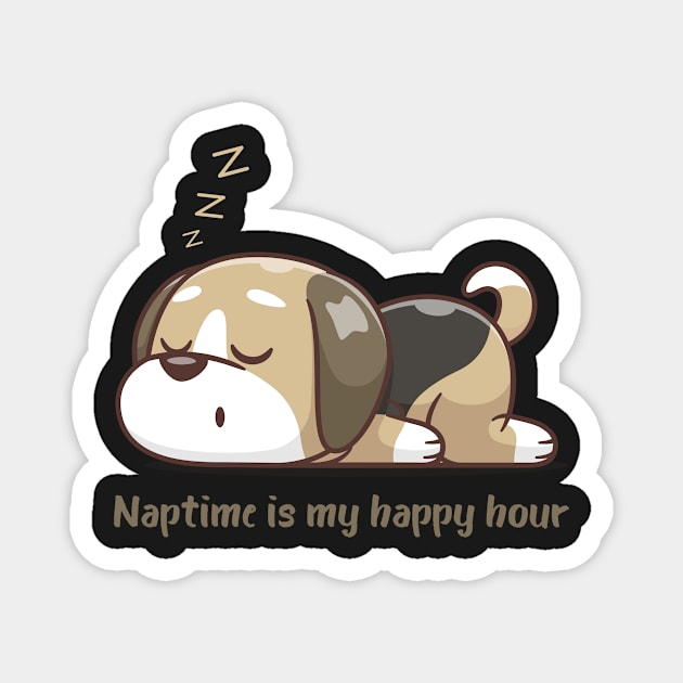 Cute Dog Puppy Nap Time Is My Happy Hour Magnet by Jkinkwell