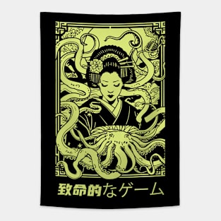 Geisha and yokai with tentacles deadly game Tapestry