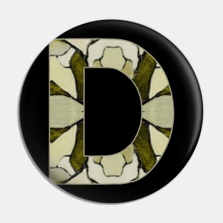 Letter D Monogram Initial Olive Green Pearl White Aesthetic Abstract Pattern Painting On Canvas Pin