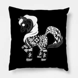 Black Pony Ecopop pattern in zentangle Pillow