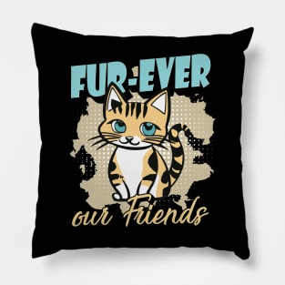 Fur-Ever Our Friends, Paws Cat Kitten, Pet Lover, Meme Gift, Funny Style Tees, Cat T-shirt, Graphic Tees Pillow